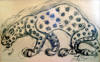 Lucas SITHOLE "Leopard", 1967 - Brush and ink on paper - meas. 062x101 cm