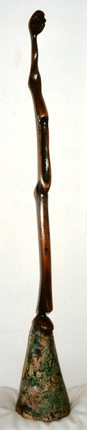 LS7920 Lucas SITHOLE "When am I going to have a child?", 1979 - Zulu indigenous wood on liquid steel base - 119x012x012 cm