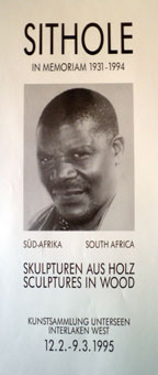 Lucas SITHOLE exhibition poster for Memorial Exhibition in Switzerland 1995