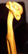 Query "LL" Lucas SITHOLE "Elongated figure (?)" 19?? - wood on liquid steel base - 94.5 cm H (close-up)