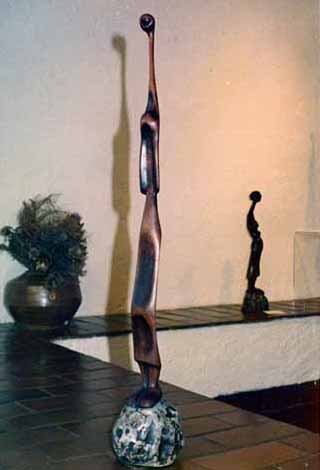 Lucas SITHOLE LS7219 and Query V at left on view at Gallery 21, Hyde Park, Johannesburg, abt. 1974