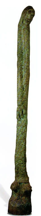 Lucas SITHOLE LS6102.1 "Lazarus II.", 1961 - bronze 1/3 covered in a green copper oxide patina - 181x020x020 cm