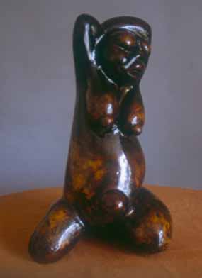 Lucas SITHOLE LS6612 "Woman giving birth", 1966 Ironwood 65x35x25 cm