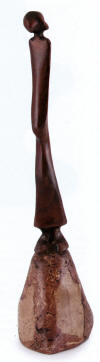 Lucas SITHOLE LS7559 Which way is it? 1975 Wild olive wood on liquid steel base  36cm H