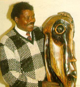 Lucas SITHOLE LS8803 "Oh Lord, give us the power and grace (peace) to bring up our children!", 1988 - Indigenous wood from Zululand - illustrated in BONA, Durban, March 1989, with Lucas SITHOLE